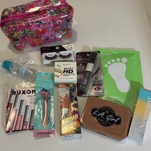 10 Piece Mixed Beauty Lot & Floral Makeup Bag